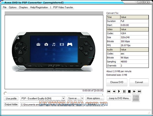 Avex DVD to PSP Converter