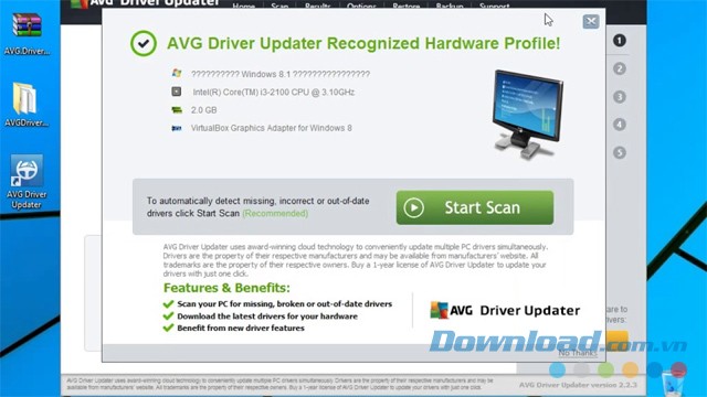 Nhận diện hồ sơ phần cứng bằng AVG Driver Updater