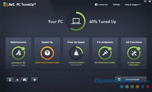 Giao diện mới của AVG PC TuneUp 2017