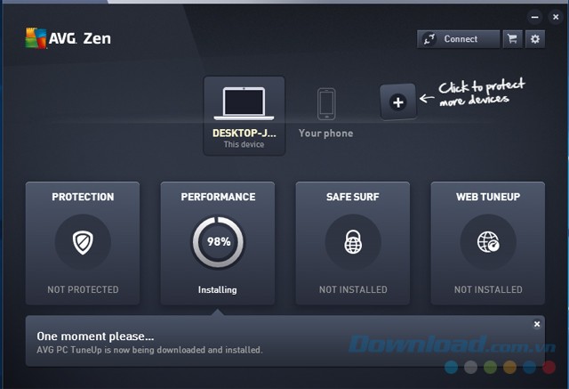 Giao diện chính của phần mềm AVG Performance