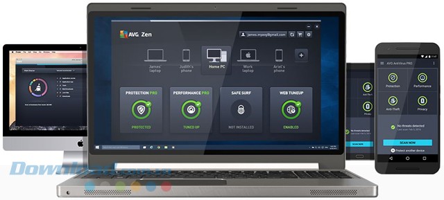 Bảo vệ nhiều thiết bị một cách toàn diện khi sử dụng phần mềm AVG Ultimate
