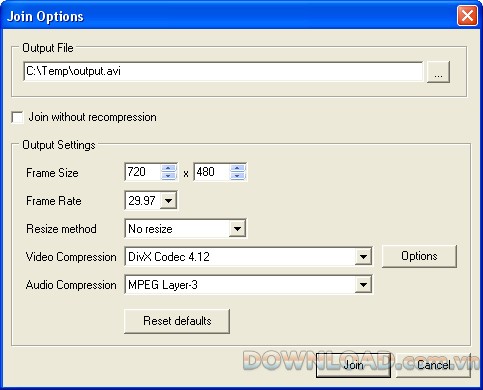ghép nối nhiều tập tin AVI thành một tập tin AVI lớn