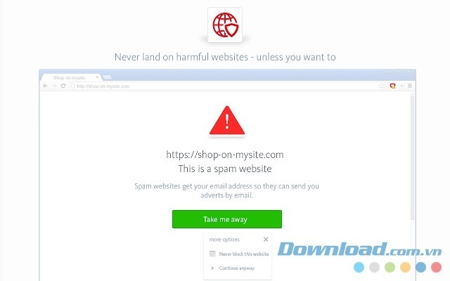 Không bao giờ để bạn truy cập vào web độc hại