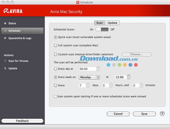 Giao diện Avira Free Mac Security