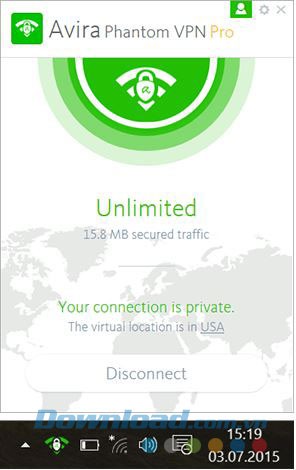 Giao diện phần mềm Avira Phantom VPN