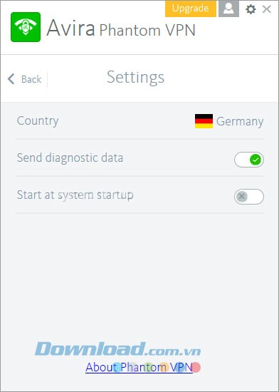 Các lựa chọn trong mục Settings của phần mềm