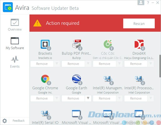 My Software của Avira Software Updater