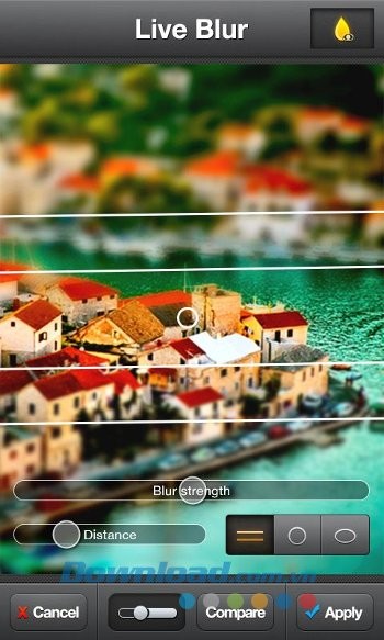 Tính năng Live Blur của Awesome Miniature