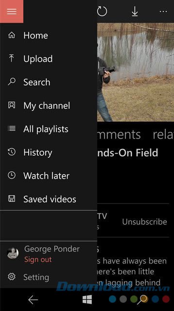 Các mục video khi đăng nhập tài khoản
