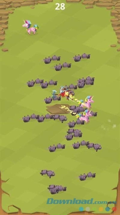 Chiến đấu quyết liệt với lũ ngựa một sừng trong game vui miễn phí Axe'n'Slash