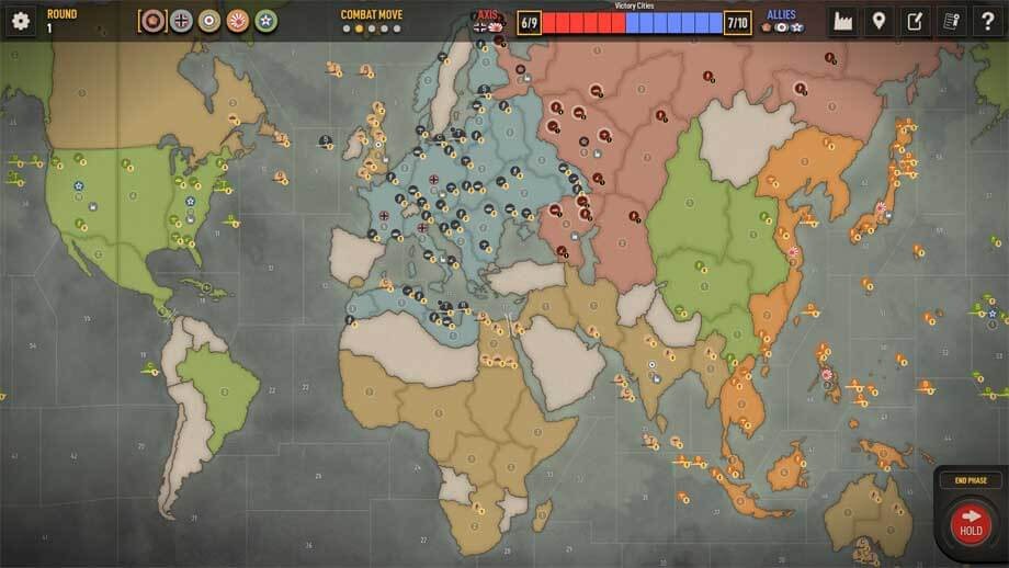 Bản đồ trong game Axis & Allies 1942 Online