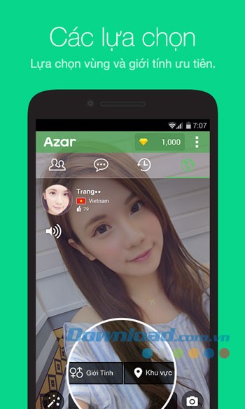 Tính năng chính của ứng dụng Azar trên Android