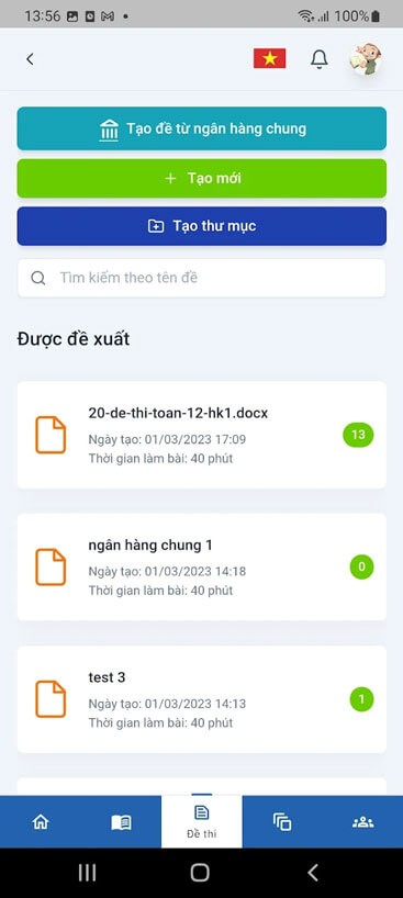 Tạo đề thi trên Azota Teacher