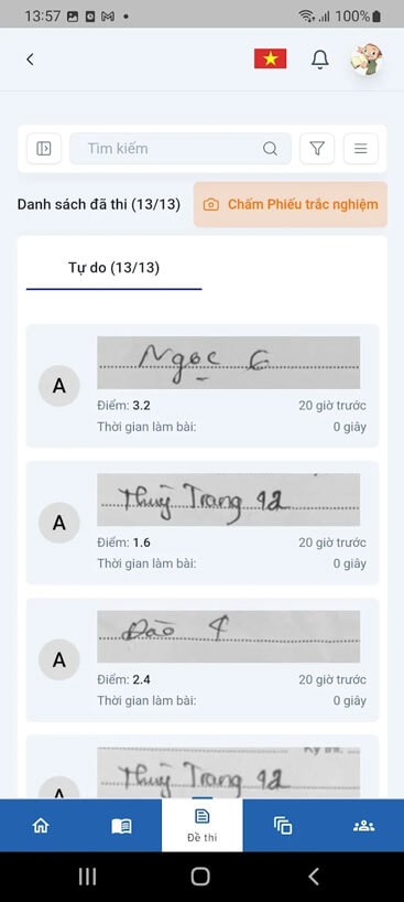 Chấm điểm tự luận trên Azota Teacher