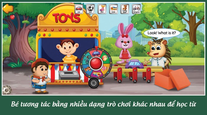 Các bé được tương tác bằng nhiều dạng trò chơi để học từ