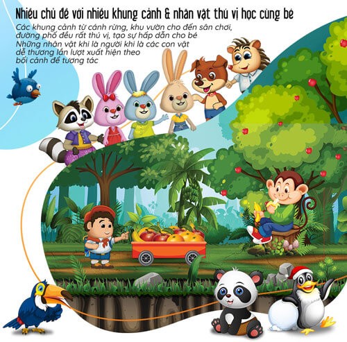 Cung cấp các bài học với nhiều chủ đề, khung cảnh, nhân vật thú vị