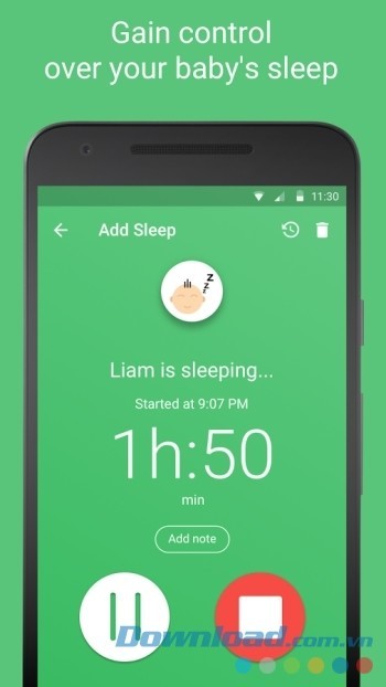 Đặt thời gian nhắc nhở công việc chăm sóc bé