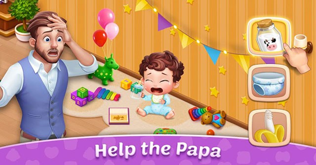 Giúp ông bố trẻ chăm sóc em bé mới sinh trong game Baby Manor