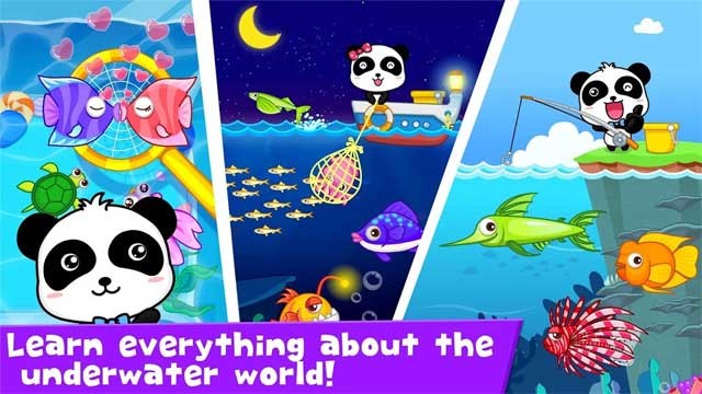 Baby Panda Happy Fishing sẽ giúp bé học được nhiều kiến thức về thế giới đại dương