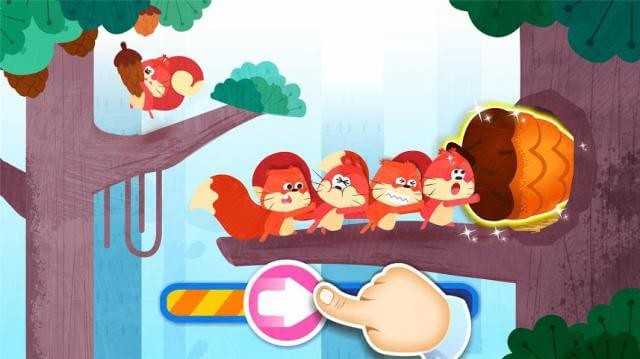 Các chú sóc nhỏ đang lất hạt dẻ, bé hãy giúp một tay nào!