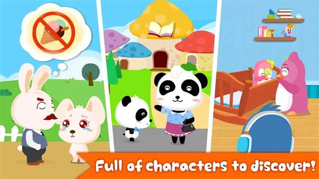 Baby Panda's Feelings for Android có rất nhiều nhân vật dễ thương để bé khám phá