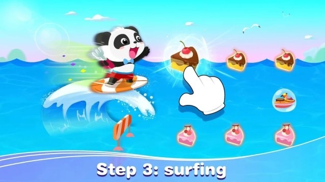 lướt sóng trong Baby Panda's Vacation cho Android