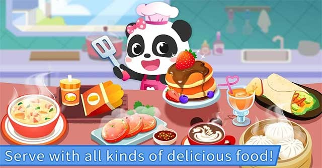 Điều hành một quán ăn dễ thương trong game Baby Panda's Cooking Restaurant