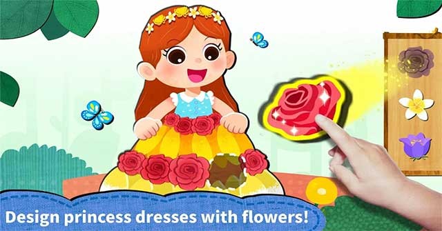 Thiết kế váy và vòng hoa đội đầu cho công chúa