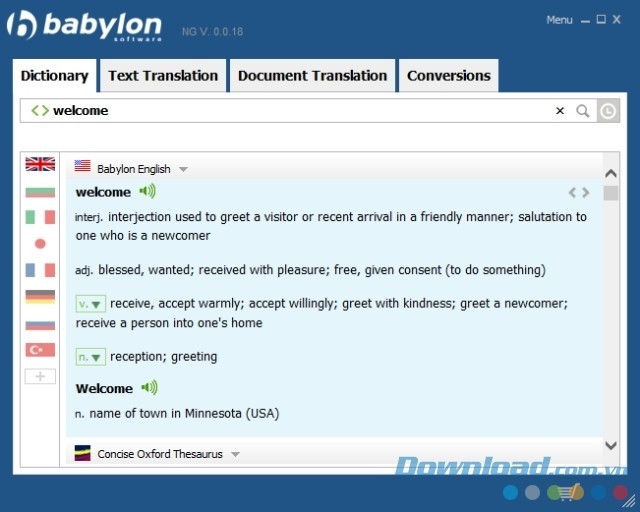 Giao diện phần mềm biên dịch Babylon NG