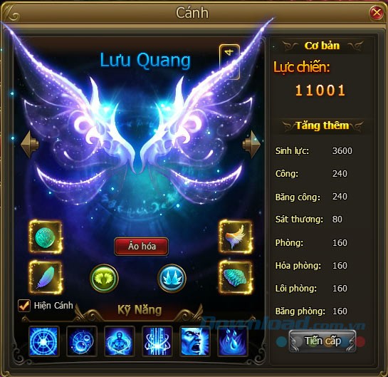 Hệ thống cánh trong game Bách Chiến Vô Song