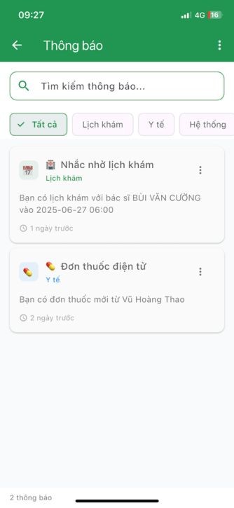 Thông báo lịch khám