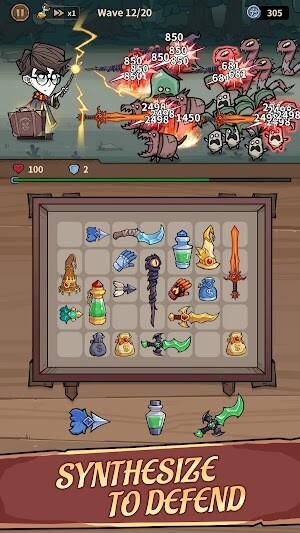 Hợp nhất và chiến đấu phòng thủ trong game Backpack Merge