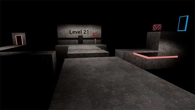 Đặt hộp màu đỏ lên trên nút để mở cánh cửa đến màn tiếp theo