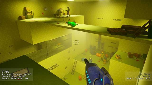 Cọ rửa tường, thu thập và vứt bỏ tất cả vật phẩm có trong từng khu vực