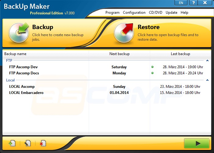 Giao diện BackUp Maker