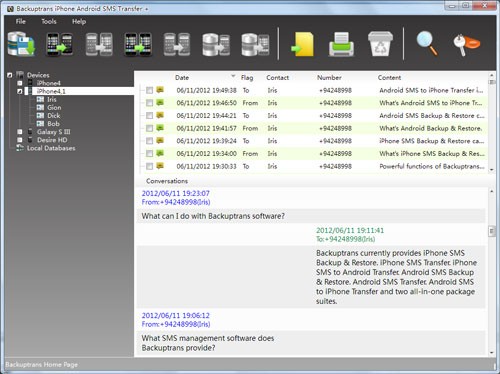 Backuptrans iPhone Android SMS Transfer +