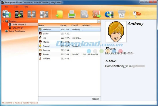 Backuptrans iPhone Contacts to Android Transfer