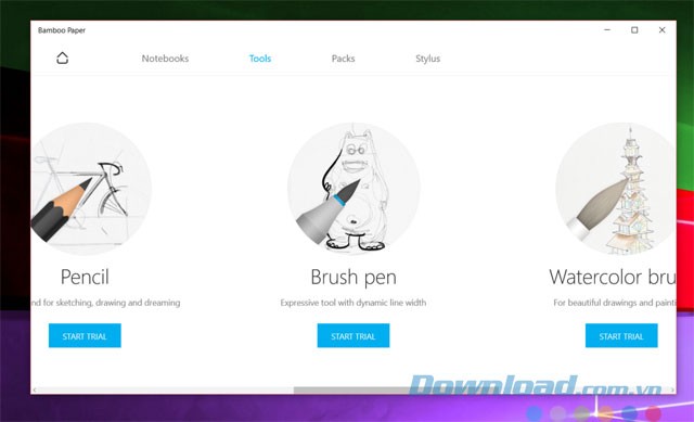Giao diện ứng dụng Bamboo Paper