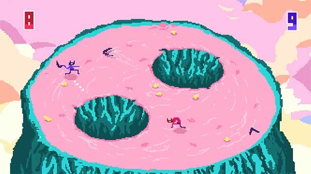 Ném đối thủ của bạn vào các lỗ trên sàn đấu