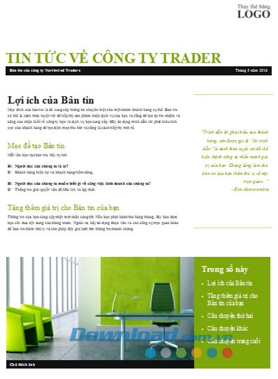 Bản tin kinh doanh màu xanh lục