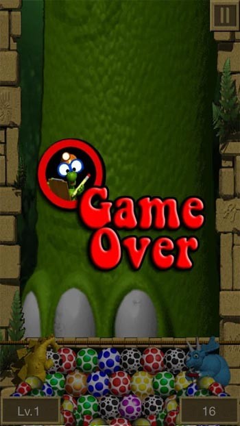 Giao diện thua Bắn Trứng Khủng Long