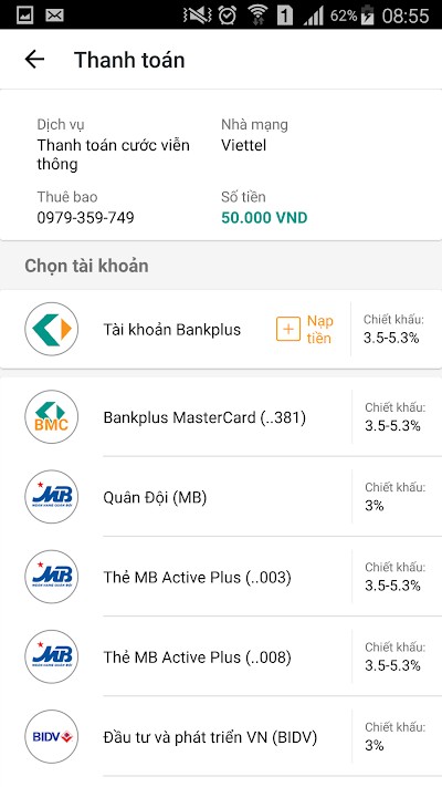 Thanh toán hóa đơn nhanh chóng trên BankPlus cho Android