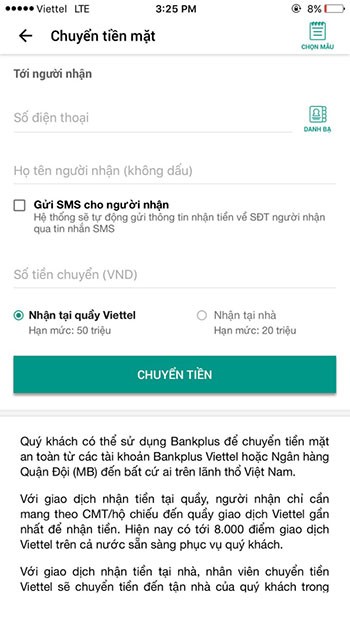 Chuyển tiền mặt