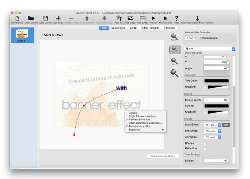 Banner Effect hỗ trợ tạo banner HTML5, Flash trên Mac