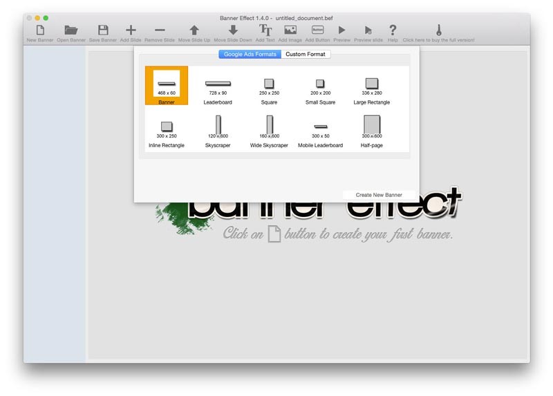Các khung Google Ads tiêu chuẩn trên Banner Effect