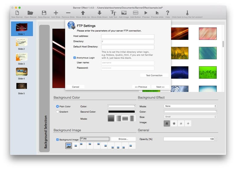 Banner Effect hỗ trợ upload banner thông qua FTP