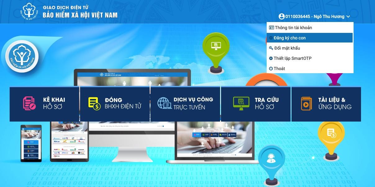 Khai báo bảo hiểm cho con