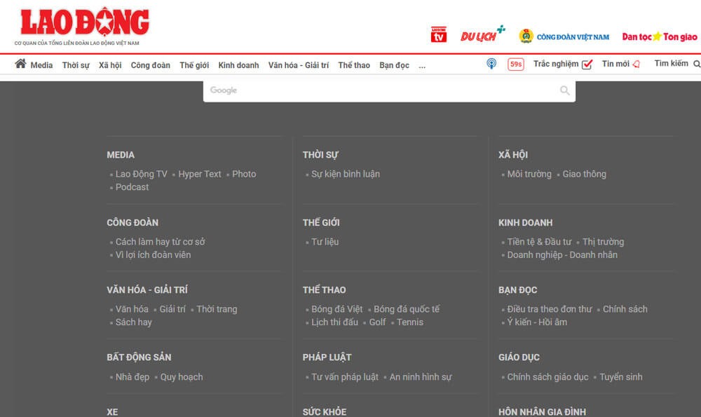 Tin tức được phân loại theo các chuyên mục rõ ràng