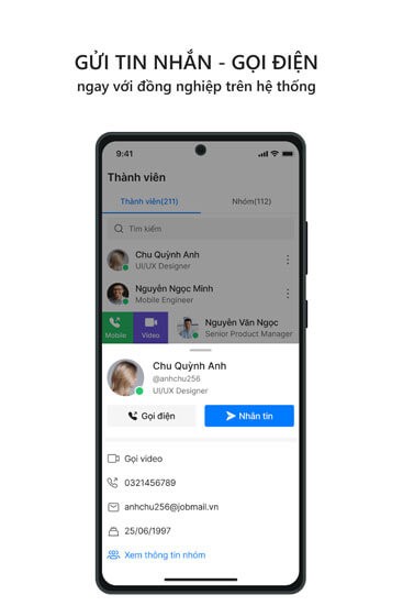 Gửi tin nhắn, gọi điện trên hệ thống