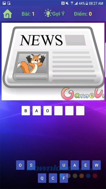 Giao diện chơi game Bắt chữ